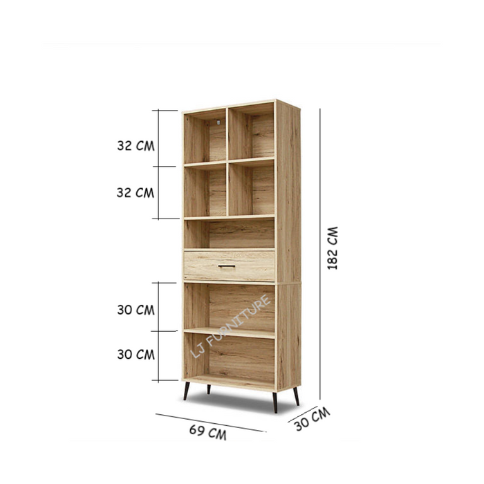 Niva Bookshelf with Drawer Oak