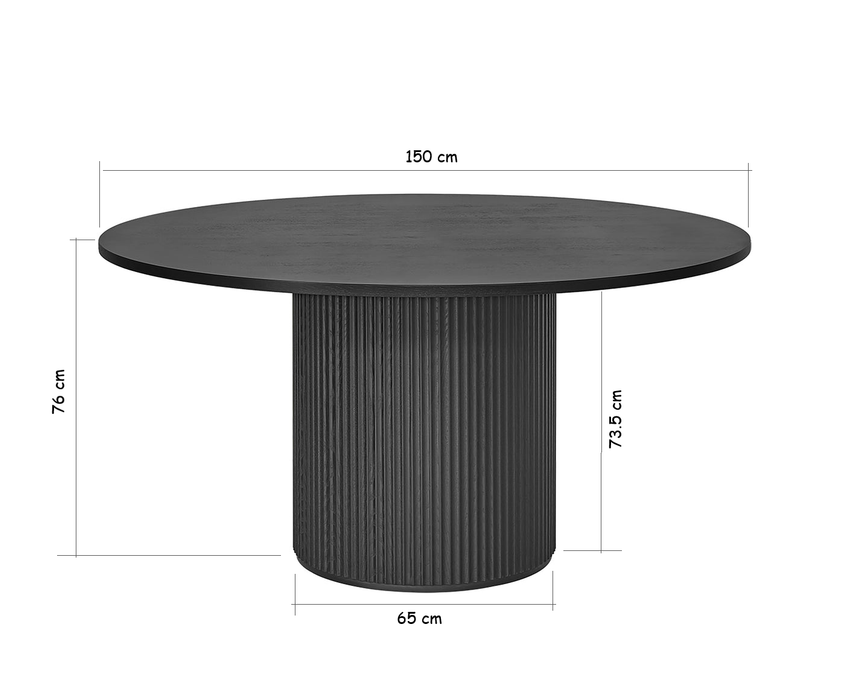 Ripple Round Dining Table Black - 150cm
