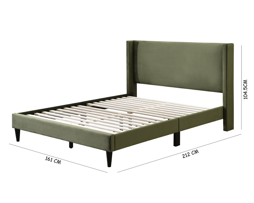Olive Velvet Queen Bed Frame