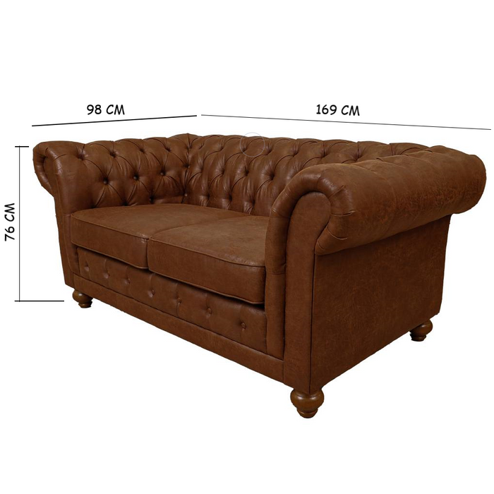 Winston 2 Seater Chesterfield Fabric Sofa Tan