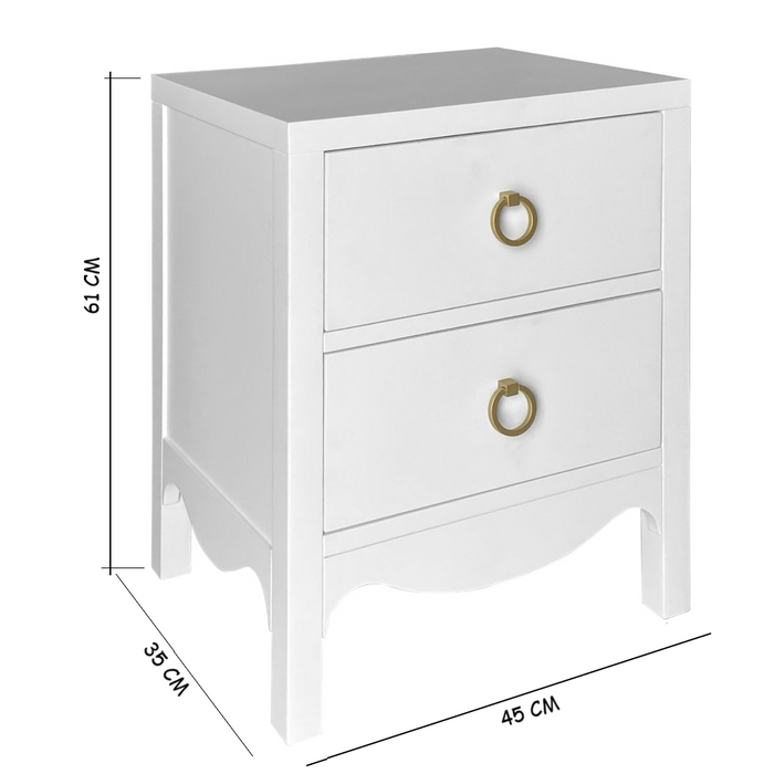 Hornsby 2 Drawer Bedside White
