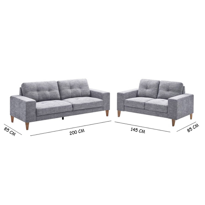 Cube 3 + 2 Seater Lounge in Fabric Grey