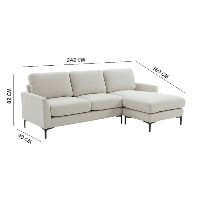 Luca 3 Seater Upholstered Sofa with Reversible Chaise