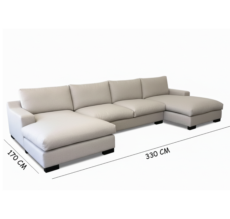 Maxwell Double Chaise with Feather Wrapped Seat Cushions