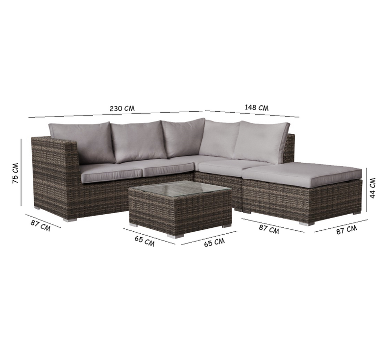 Gardon 5 Seater Outdoor Wicker Sofa Set