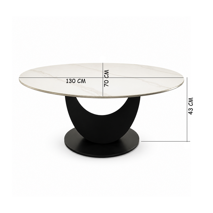Modern Porcelain Marble Textured Oval Coffee Table