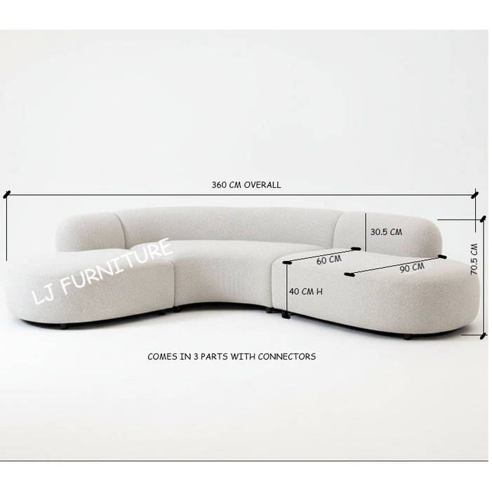 Daytona Fabric Curved Lounge, 360cm