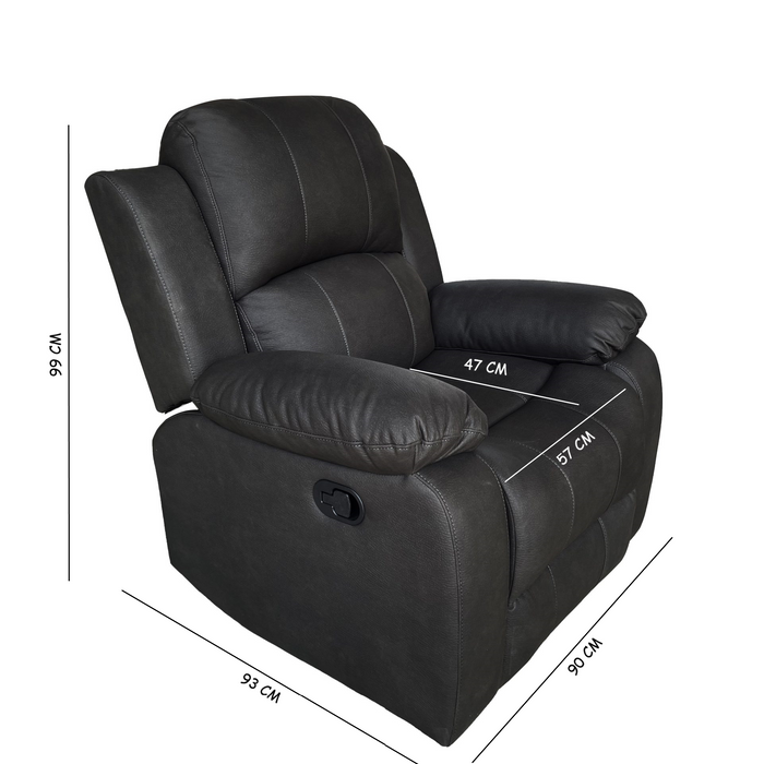 Valor Fabric Manual Recliner Chair Black | Comfortable Lounge Armchair for Living Room & Home Theatre