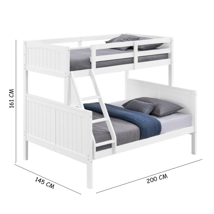 Neves Single Over Double Bunk Bed – White