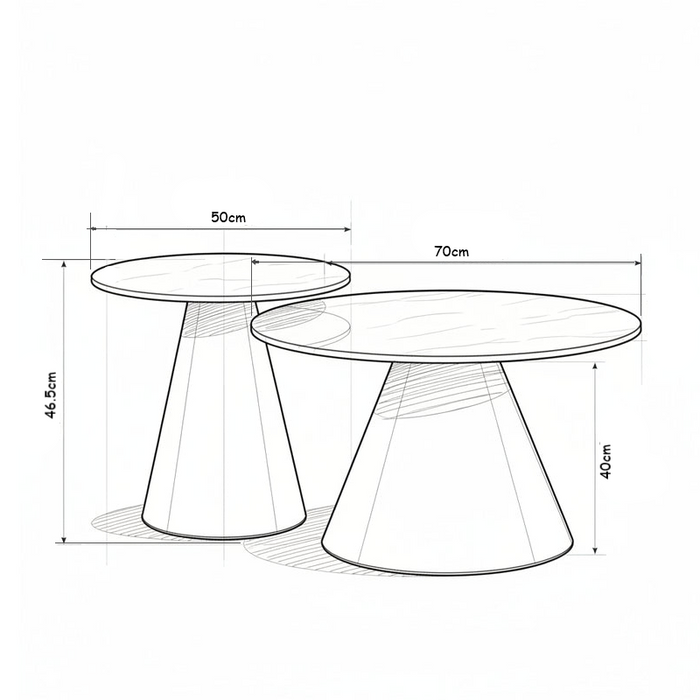 Comet 2 Piece Coffee Table Set – White Top Marble Look