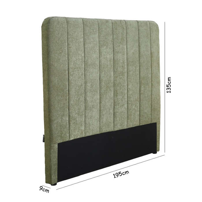 Jamison Olive Green Upholstered King Bed Head with Vertical Panel Design