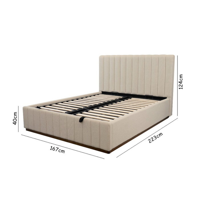 Liberty Beige Queen Fabric Storage Bed