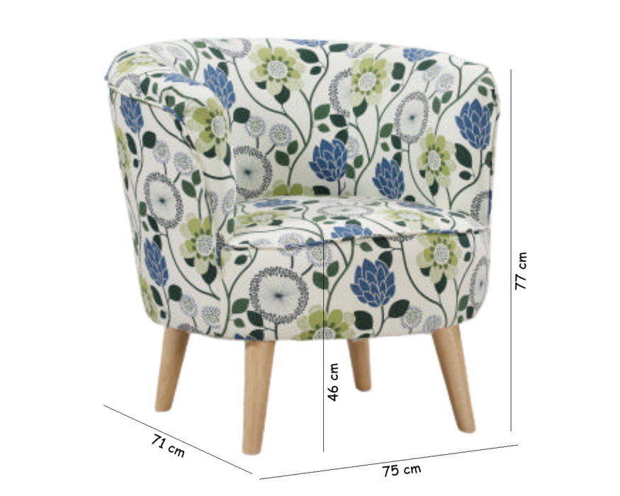 Scandinavian Floral Accent Chair