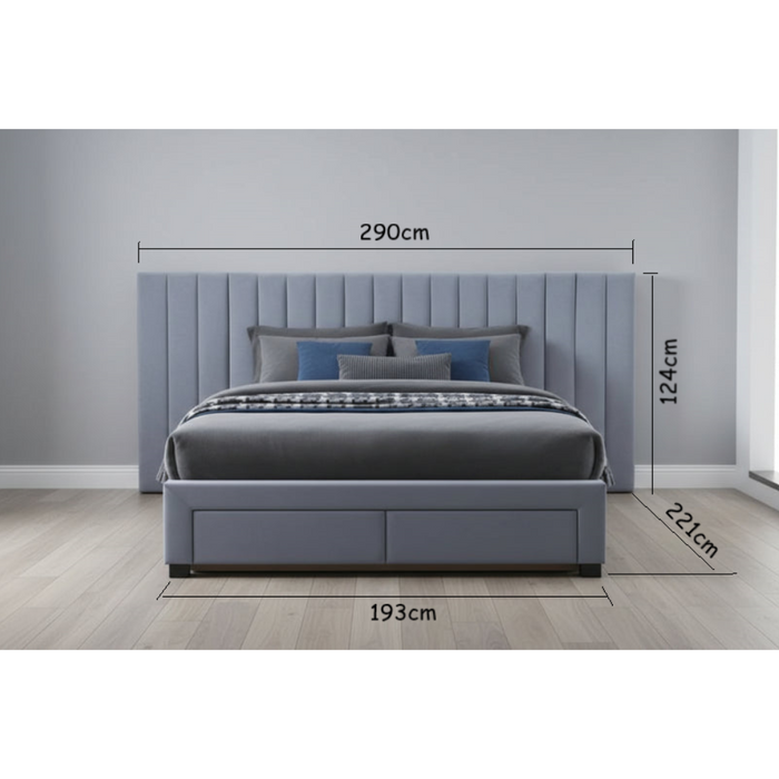 Merton Extendable Headboard King Size Bed – Grey