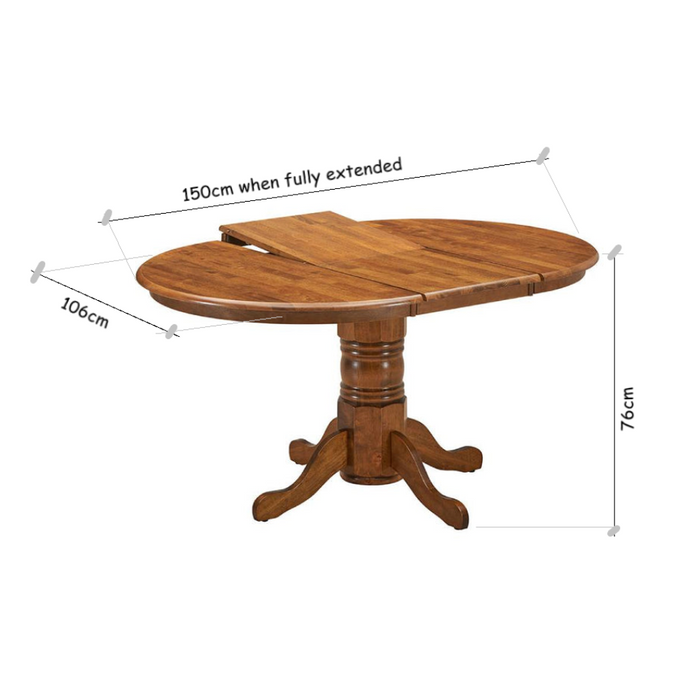 Macquarie 106 - 150 Extension Dining Table Walnut Hardwood Timber