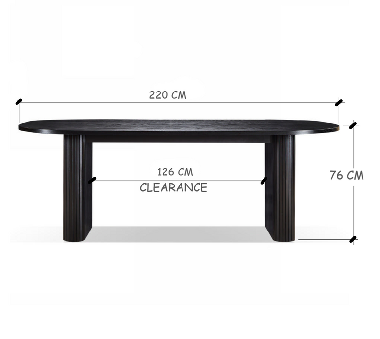 Black 2.2m Madura Oval Dining Table
