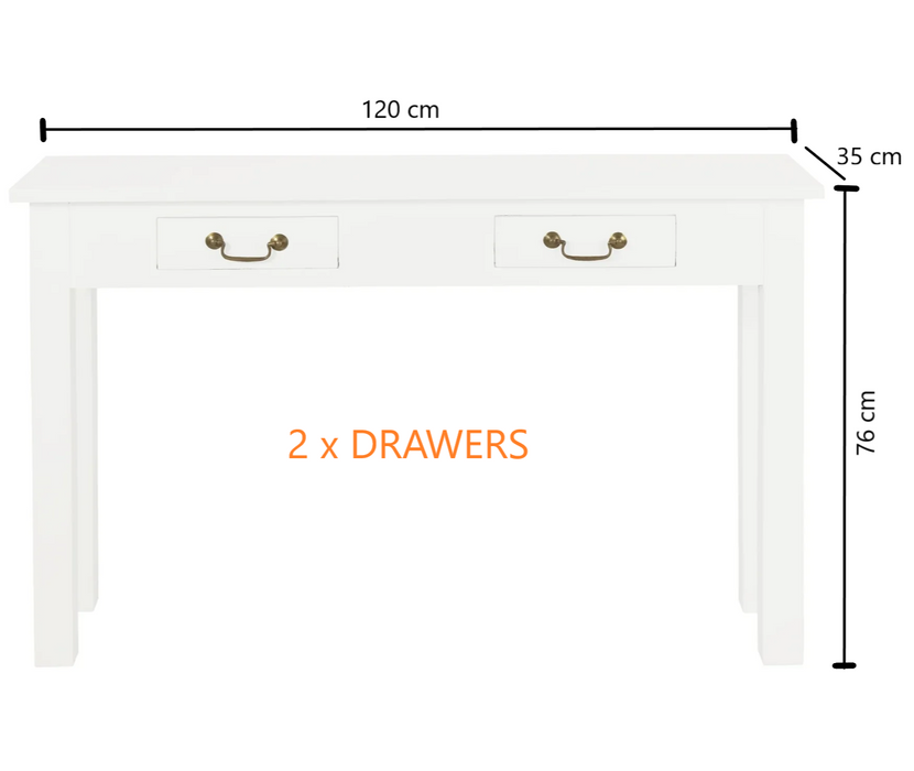 Tasman 1.2m White Straight Leg Timber Console