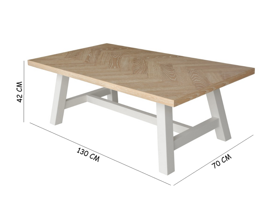 Maya Timber Coffee Table with Parquetry Top | Solid Wood Living Room Table