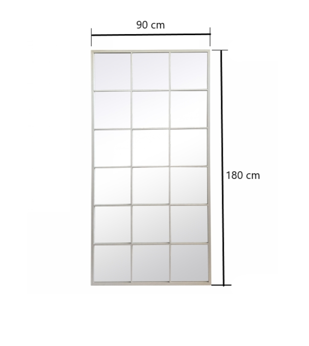 White Industrial Grid Mirror