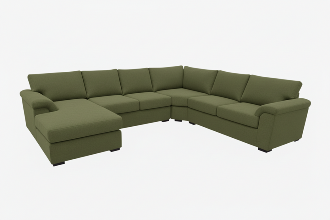 Madrid Corner Lounge Rounded Arms with Left-Chaise in Fabric