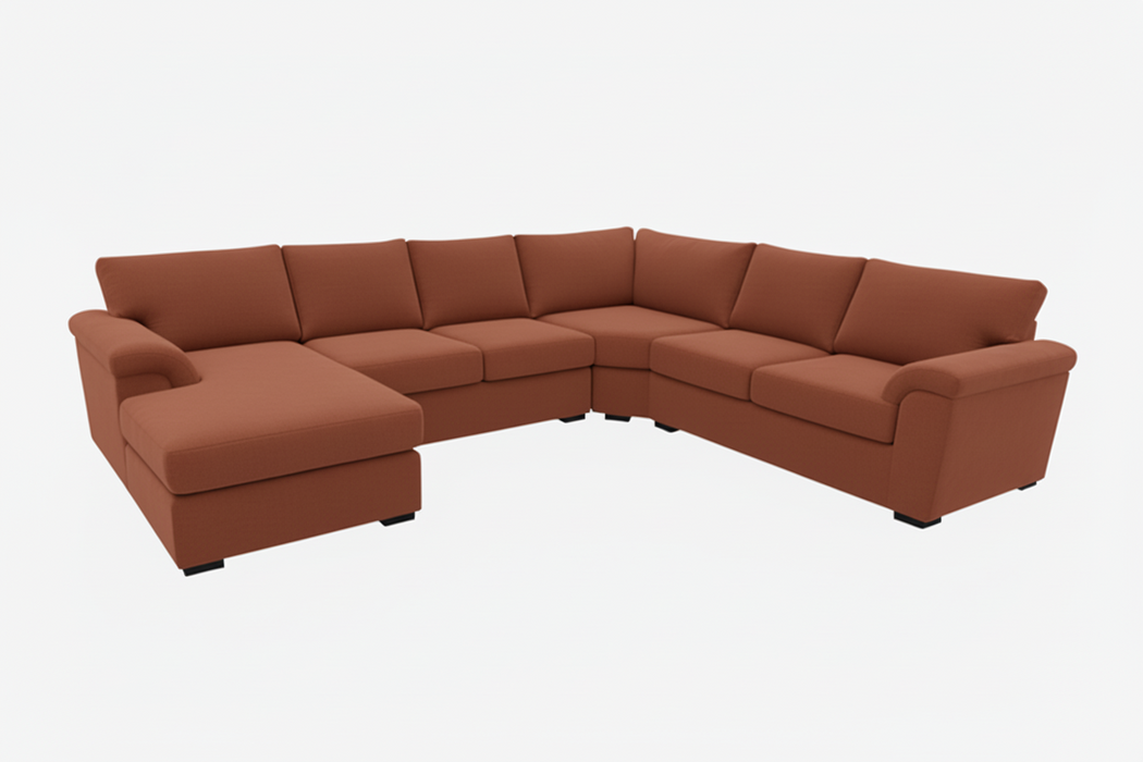 Madrid Corner Lounge Rounded Arms with Left-Chaise in Fabric