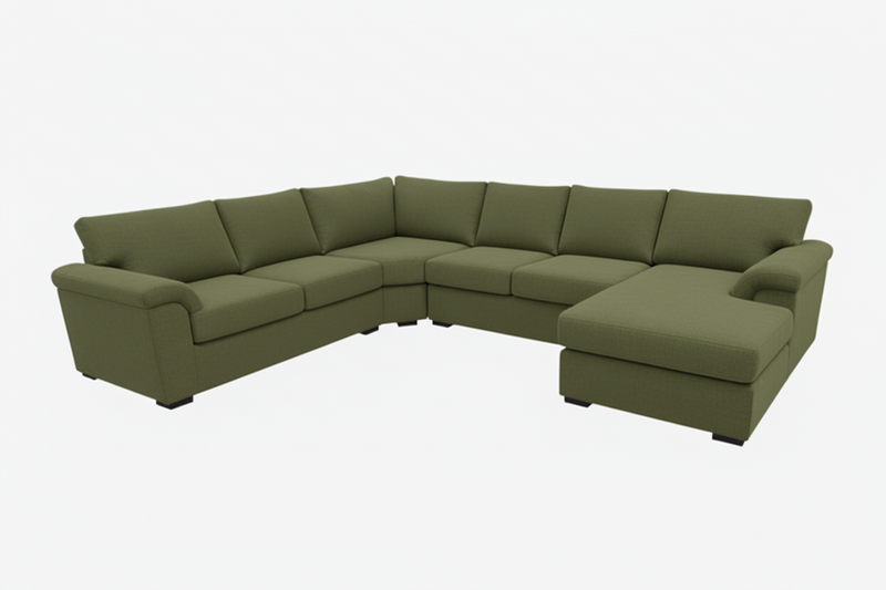 Madrid Corner Lounge Rounded Arms with Right-Chaise in Fabric