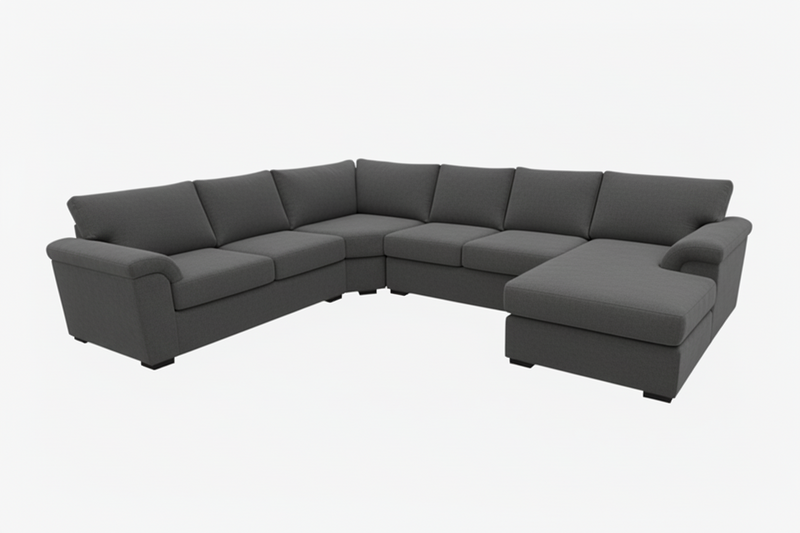 Madrid Corner Lounge Rounded Arms with Right-Chaise in Fabric