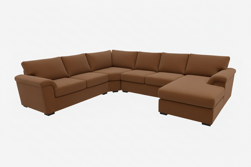 Madrid Corner Lounge Rounded Arms with Right-Chaise in Fabric