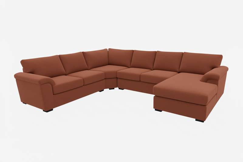 Madrid Corner Lounge Rounded Arms with Right-Chaise in Fabric