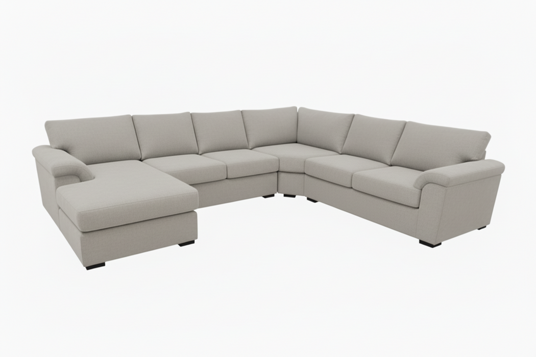 Madrid Corner Lounge Rounded Arms with Left-Chaise in Fabric