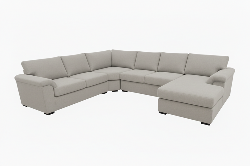 Madrid Corner Lounge Rounded Arms with Right-Chaise in Fabric