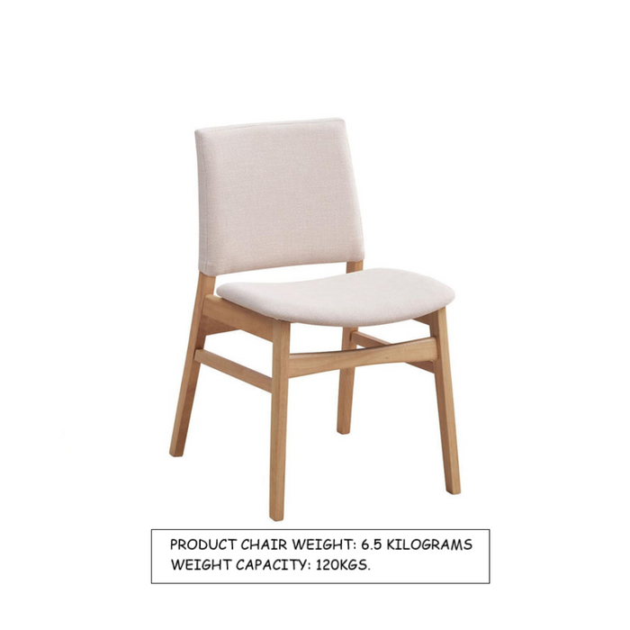 Hudson 5 Piece Extendable Dining Set - Natural Timber Table with Beige Fabric Chairs