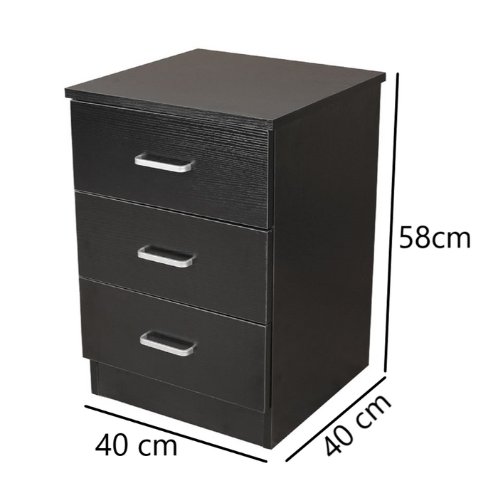 Hoxton 3 Drawer Bedside Black