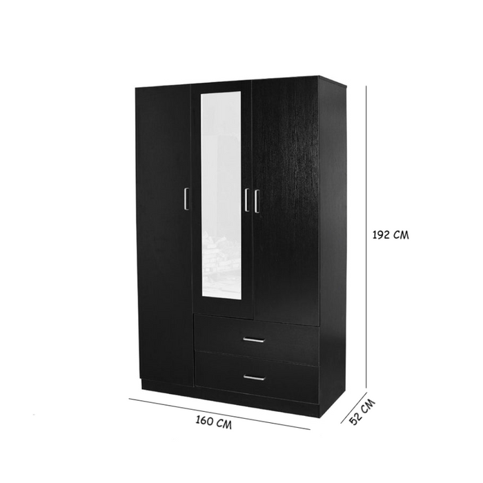 Remo 3 Door Wardrobe Black 120cm