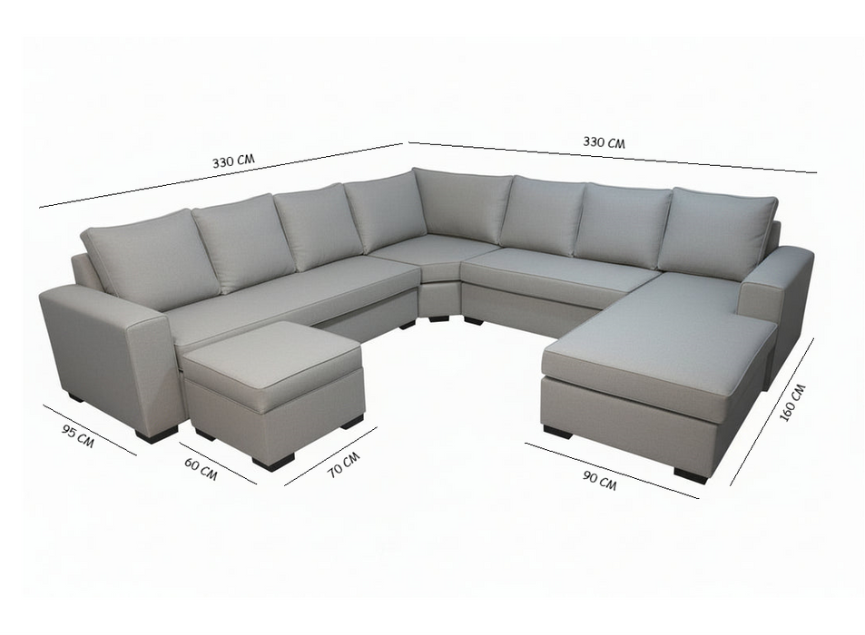 Riverstone 7 Seater Corner Lounge Chaise with Ottoman