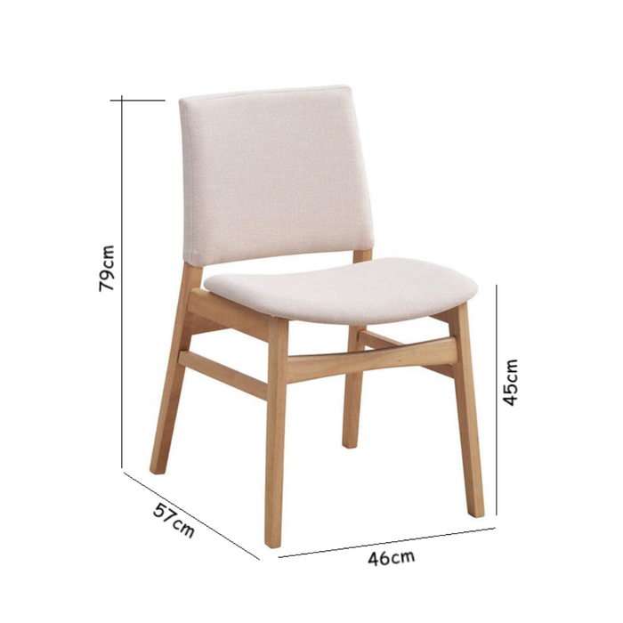 Hudson 5 Piece Extendable Dining Set - Natural Timber Table with Beige Fabric Chairs