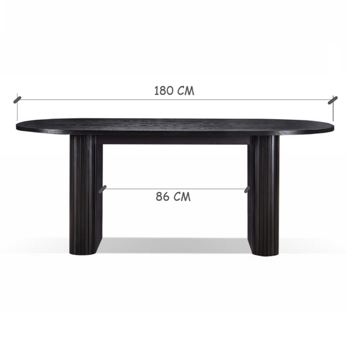 Black 1.8m Madura Oval Dining Table