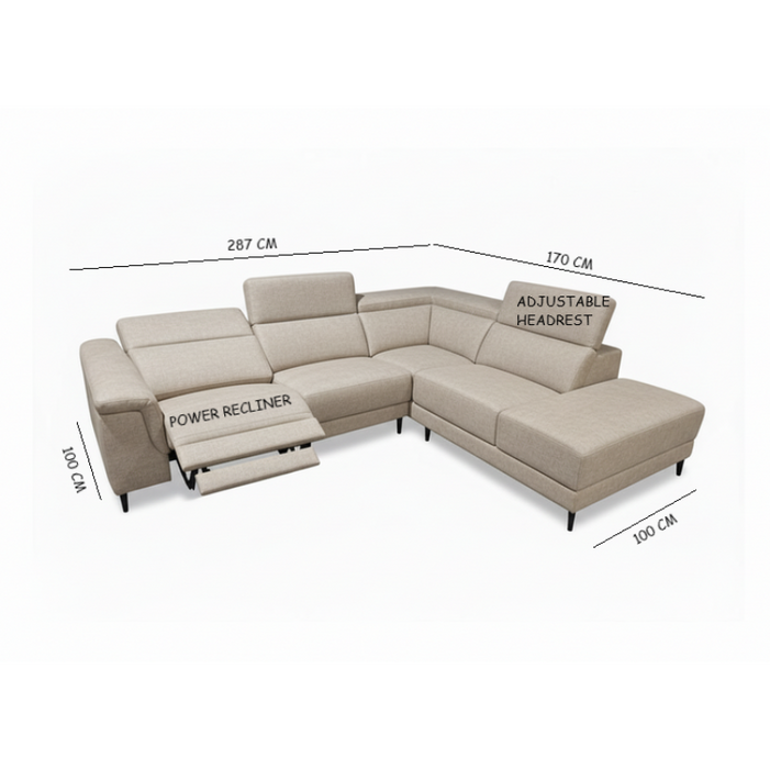 Opera 4 Seater End Recliner Lounge lounge Chaise in Fabric