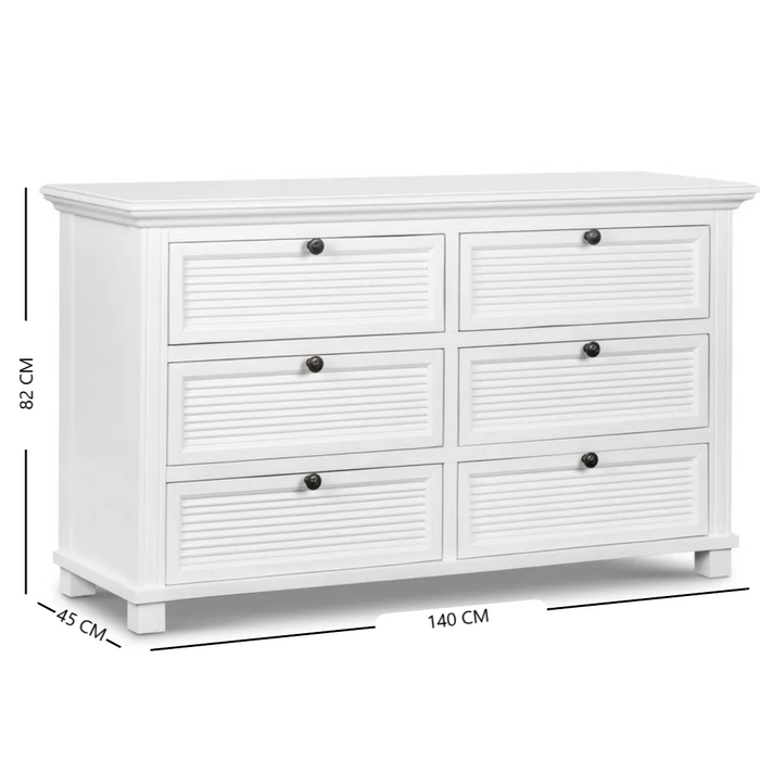 West Beach 1.4m 6 Drawer Chest of Drawers