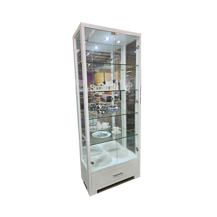 Waratah 2 Door Glass Display Storage Cabinet White 80cm