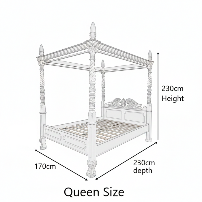 Jepan Mahogany Four Poster Timber Bed