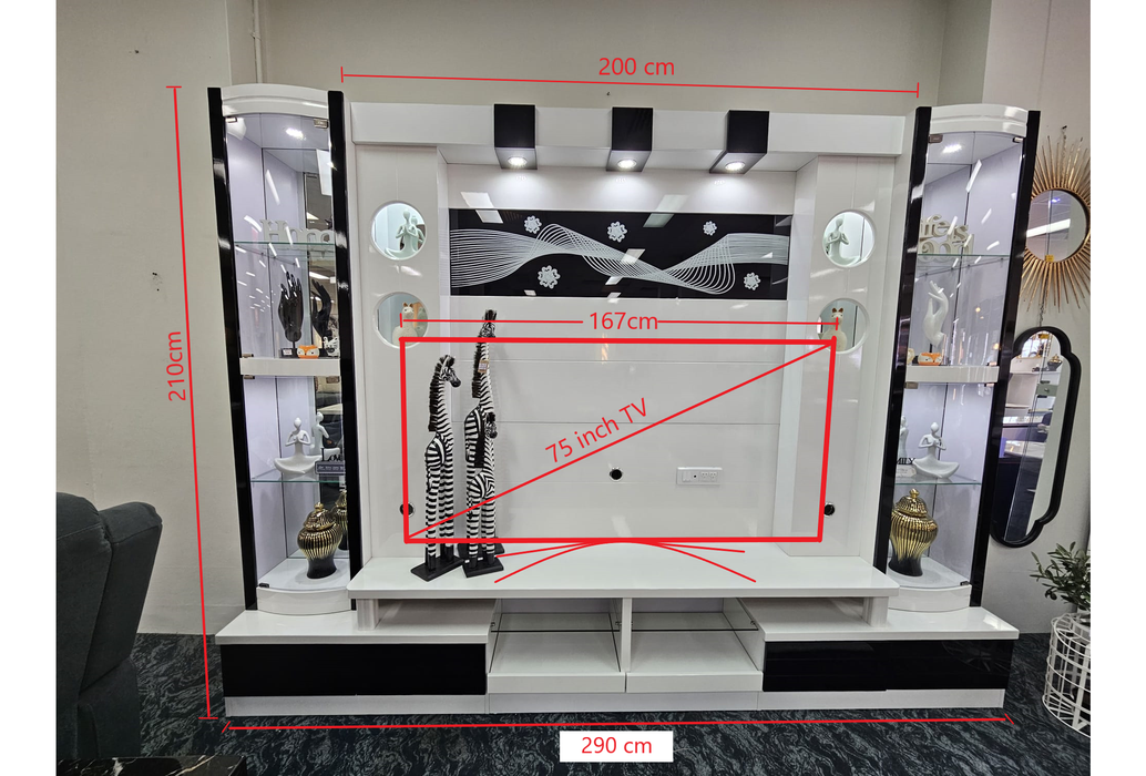 Modern 2.90m Entertainment Wall Unit