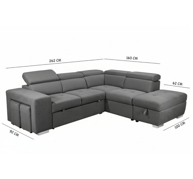 Hobart Sofa Bed in Fabric, Storm Grey