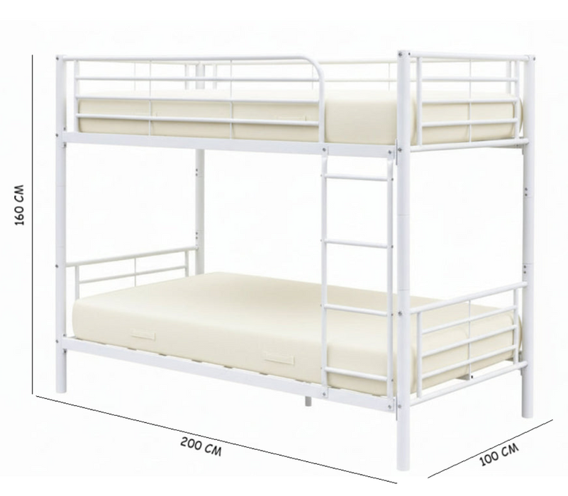 Tivron Metal Single Bunk Bed, White