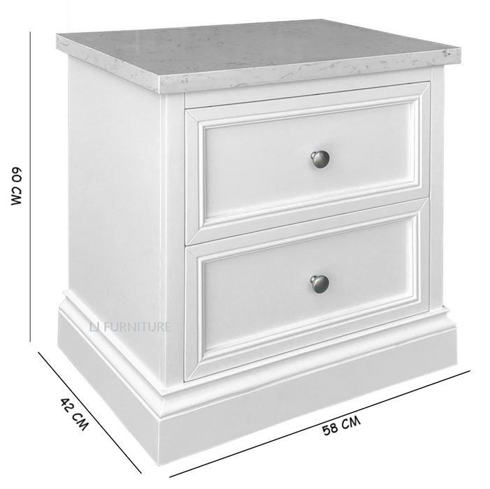 Texas 2 Drawer Bedside with Marble Top