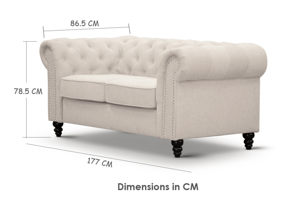 Charlotte 2 Seater Chesterfield Beige Sofa