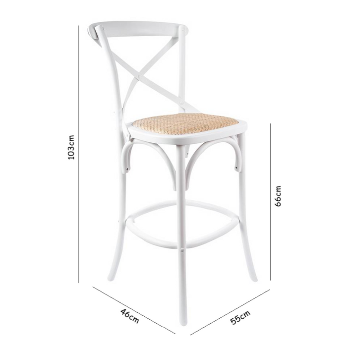 Cross Back Barstool - White