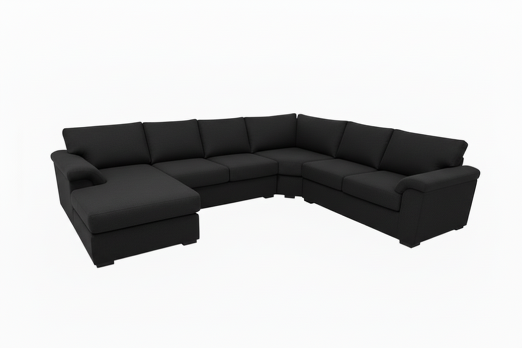 Madrid Corner Lounge Rounded Arms with Left-Chaise in Fabric