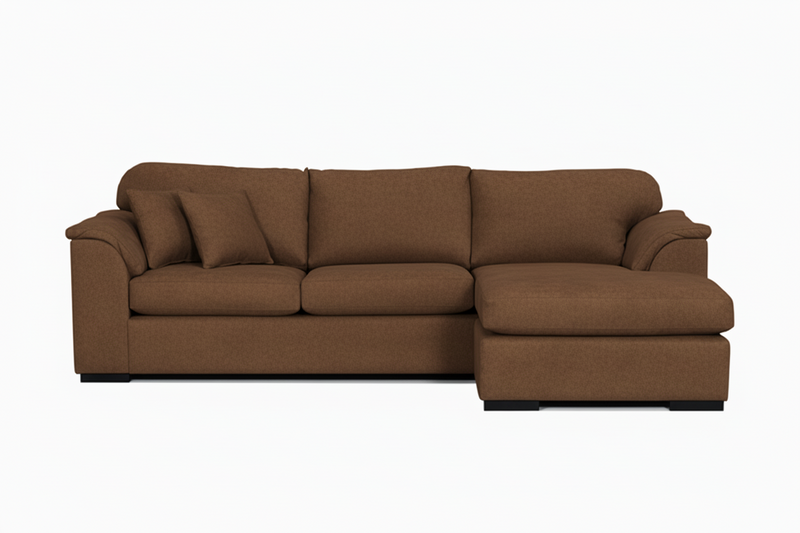 Bondi 4 Seater Rounded Arm Right Chaise in Fabric, 285cm