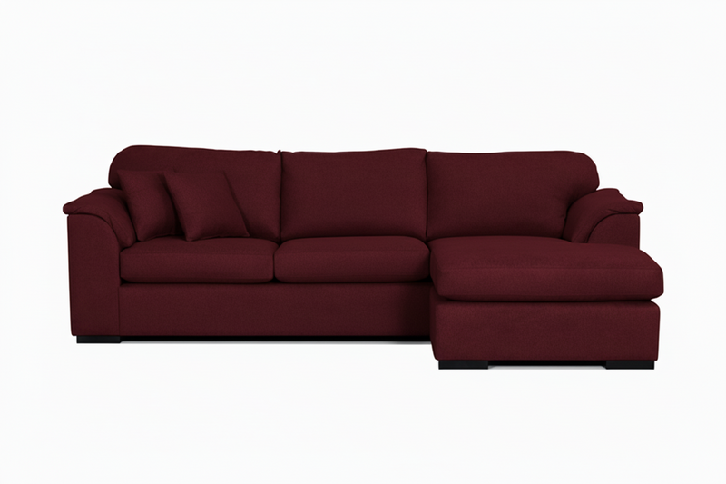 Bondi 4 Seater Rounded Arm Right Chaise in Fabric, 285cm